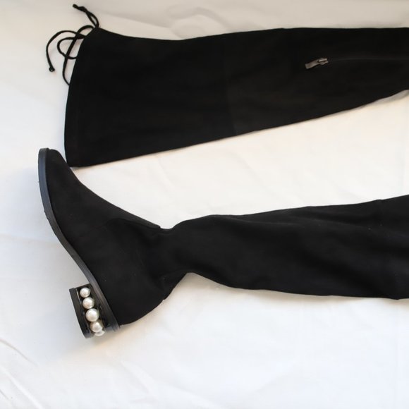 CATHERINE MALANDRINO black BOOTS PEARL HEEL SIZE 6.5 - Picture 7 of 7